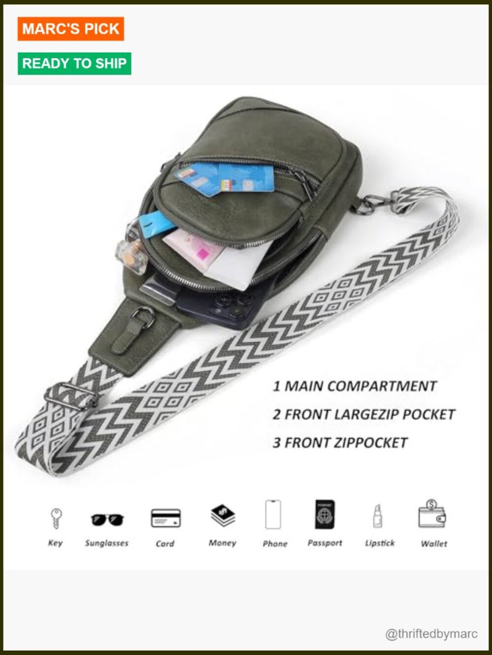 Leather Crossbody Sling Bag Adjustable Strap Travel Purse Fanny Pack - Picture 4 of 6